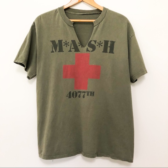 Tops - MASH army green graphic tee